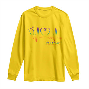Nurse Heartbeat Rainbow Heart LGBTQ Pride Long Sleeve Shirt Medical Professional Support TS12 Daisy Print Your Wear