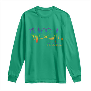 Nurse Heartbeat Rainbow Heart LGBTQ Pride Long Sleeve Shirt Medical Professional Support TS12 Irish Green Print Your Wear