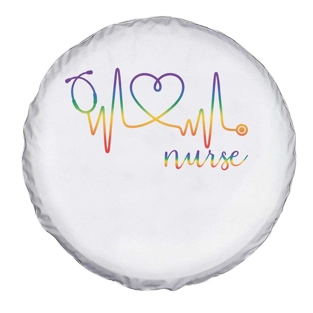 Nurse Heartbeat Rainbow Heart LGBTQ Pride Spare Tire Cover Medical Professional Support TS12 Print Your Wear