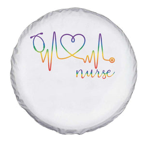 Nurse Heartbeat Rainbow Heart LGBTQ Pride Spare Tire Cover Medical Professional Support TS12 Print Your Wear
