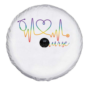 Nurse Heartbeat Rainbow Heart LGBTQ Pride Spare Tire Cover Medical Professional Support TS12 Print Your Wear