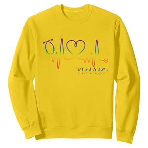 Nurse Heartbeat Rainbow Heart LGBTQ Pride Sweatshirt Medical Professional Support TS12 Daisy Print Your Wear