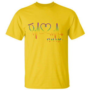Nurse Heartbeat Rainbow Heart LGBTQ Pride T Shirt Medical Professional Support TS12 Daisy Print Your Wear