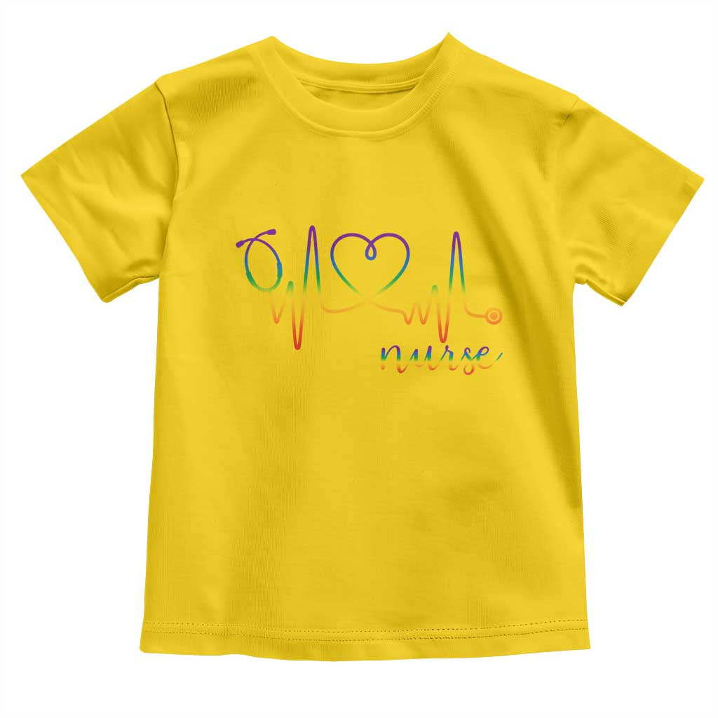 Nurse Heartbeat Rainbow Heart LGBTQ Pride Toddler T Shirt Medical Professional Support TS12 Daisy Print Your Wear