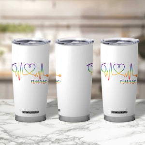 Nurse Heartbeat Rainbow Heart LGBTQ Pride Tumbler Cup Medical Professional Support TS12 Print Your Wear