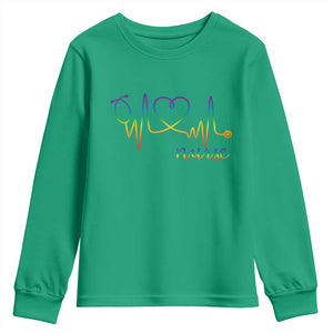 Nurse Heartbeat Rainbow Heart LGBTQ Pride Youth Sweatshirt Medical Professional Support