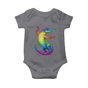 Funny Rainbow Gator LGBTQ Pride Support Baby Onesie TS12 Charcoal Print Your Wear