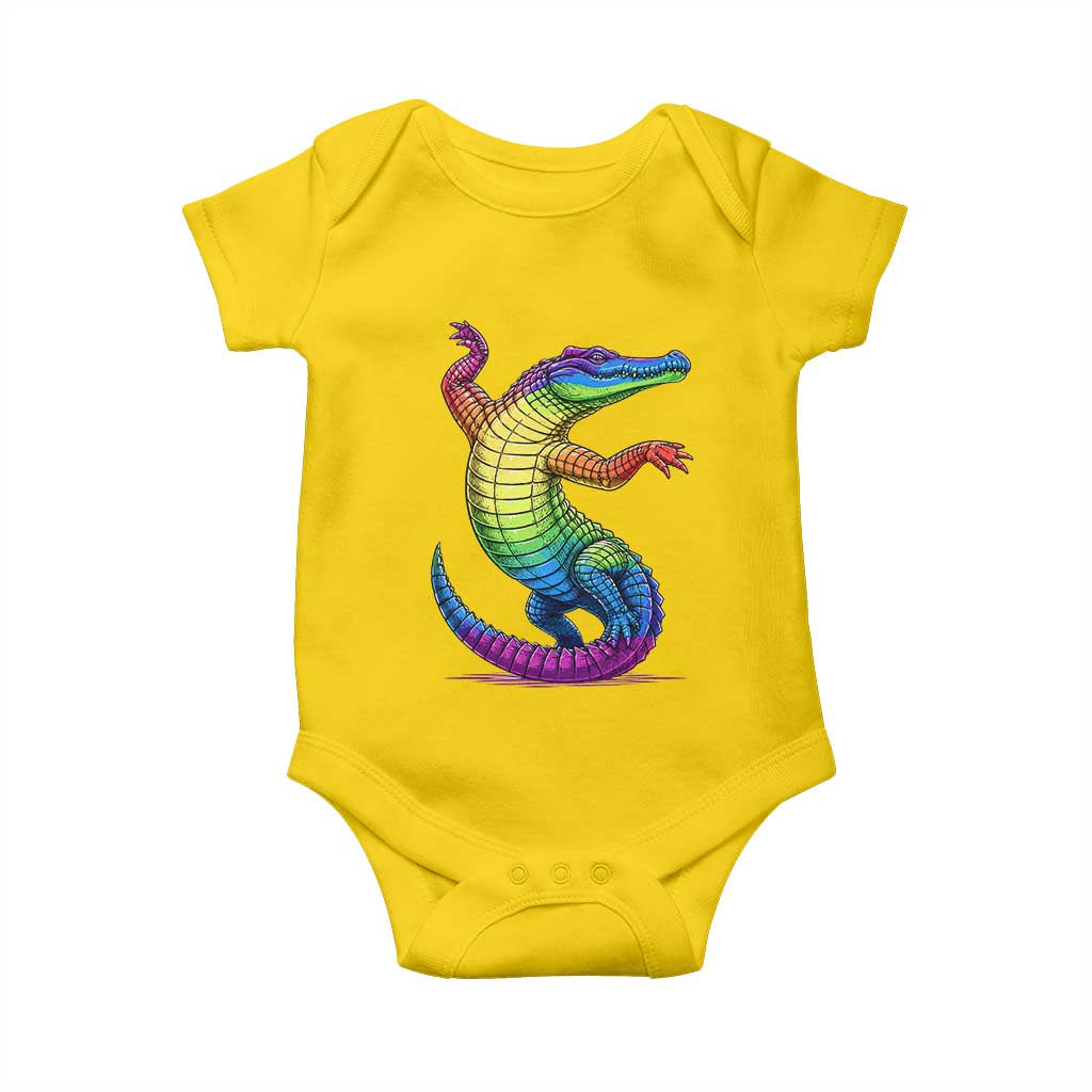 Funny Rainbow Gator LGBTQ Pride Support Baby Onesie TS12 Daisy Print Your Wear