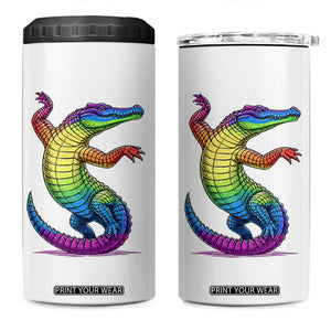 Funny Rainbow Gator LGBTQ Pride Support 4 in 1 Can Cooler Tumbler