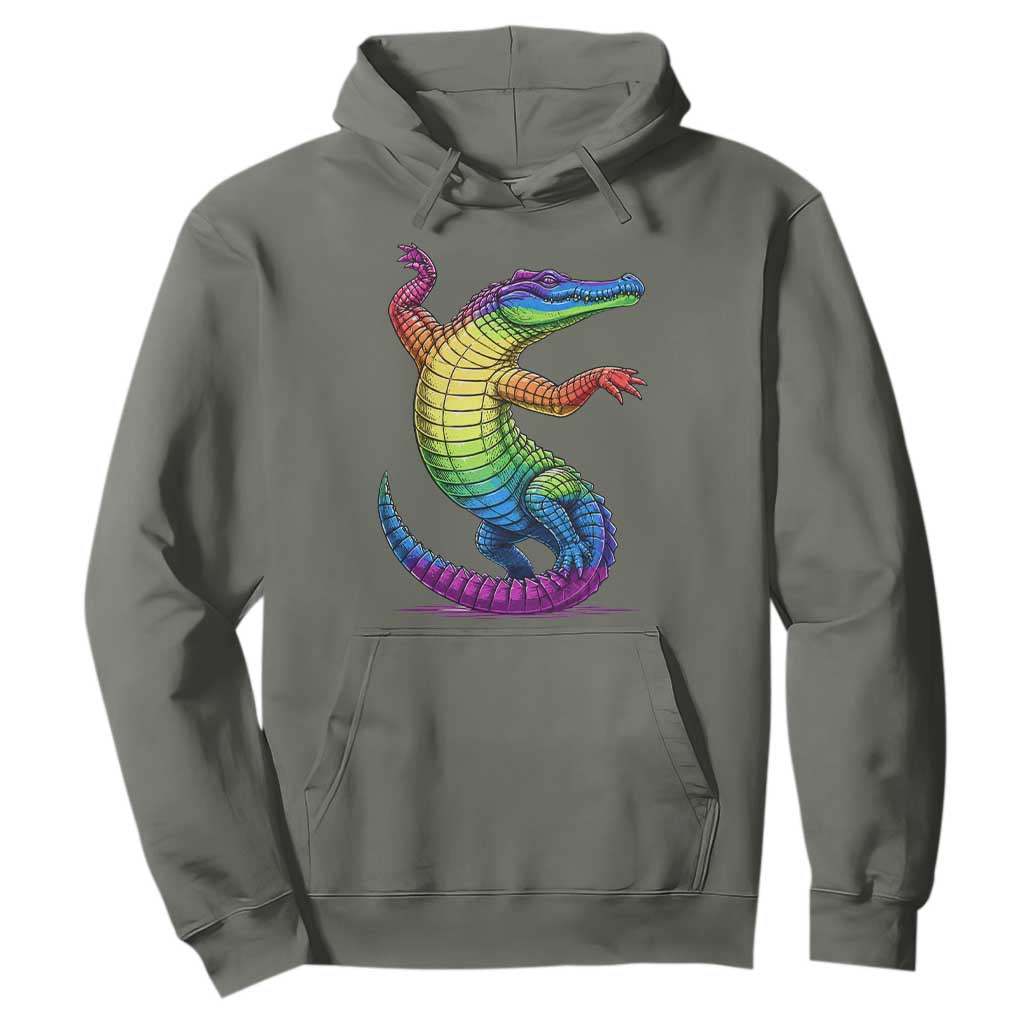 Funny Rainbow Gator LGBTQ Pride Support Hoodie