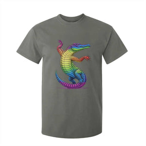 Funny Rainbow Gator LGBTQ Pride Support T Shirt For Kid TS12 Military Green Print Your Wear