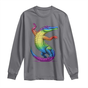 Funny Rainbow Gator LGBTQ Pride Support Long Sleeve Shirt TS12 Charcoal Print Your Wear