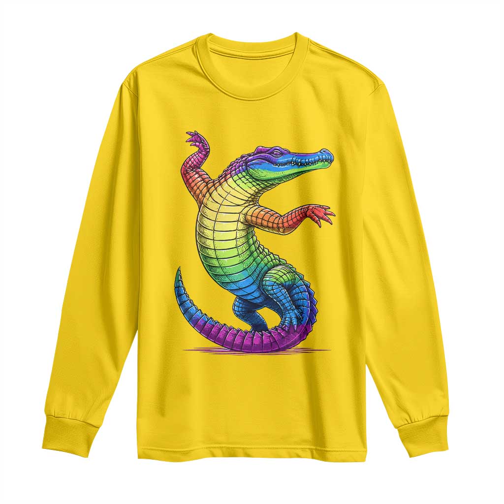 Funny Rainbow Gator LGBTQ Pride Support Long Sleeve Shirt TS12 Daisy Print Your Wear