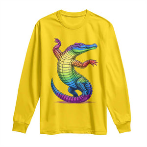 Funny Rainbow Gator LGBTQ Pride Support Long Sleeve Shirt TS12 Daisy Print Your Wear