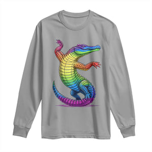 Funny Rainbow Gator LGBTQ Pride Support Long Sleeve Shirt TS12 Sport Gray Print Your Wear