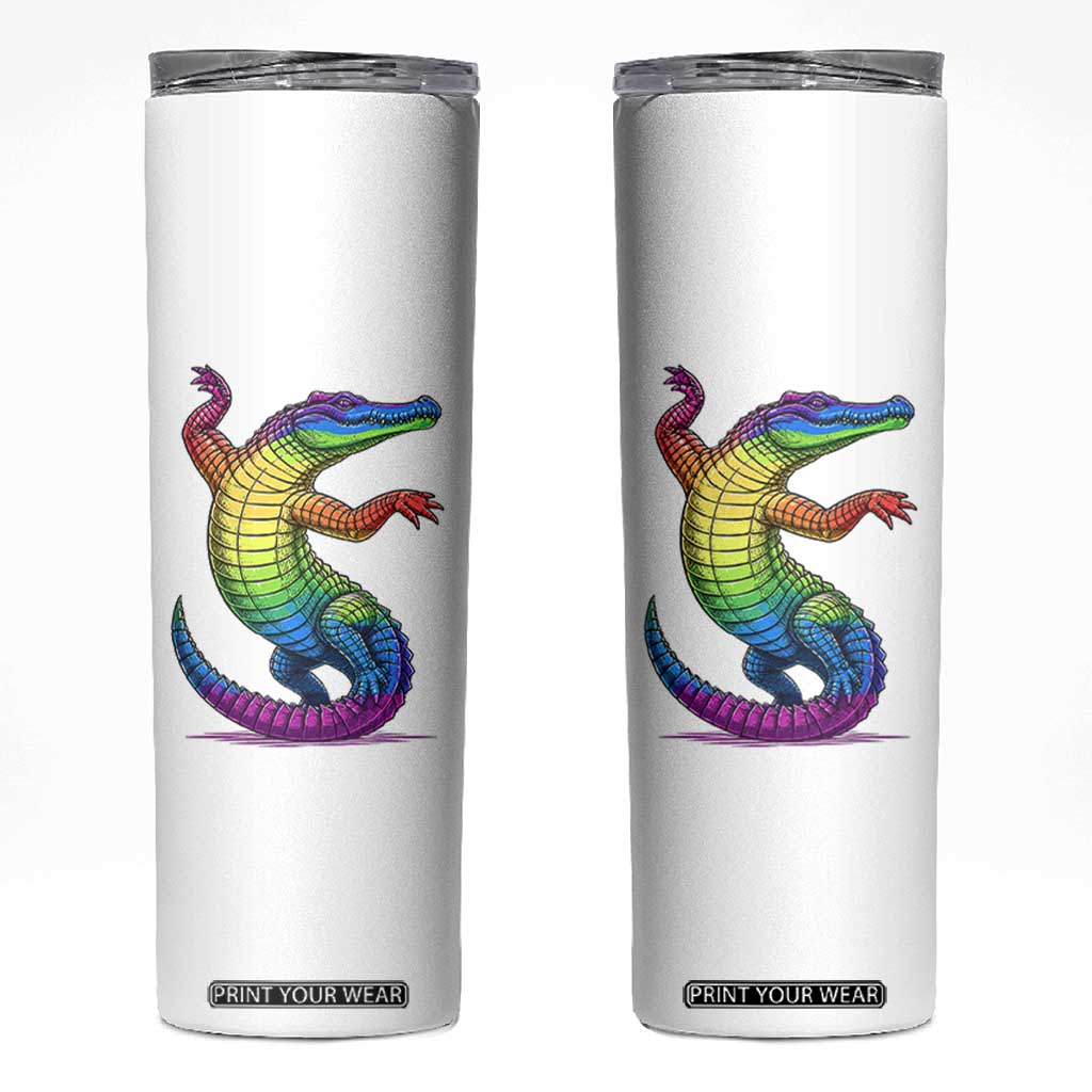 Funny Rainbow Gator LGBTQ Pride Support Skinny Tumbler TS12 White Print Your Wear