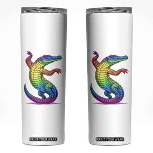 Funny Rainbow Gator LGBTQ Pride Support Skinny Tumbler TS12 White Print Your Wear