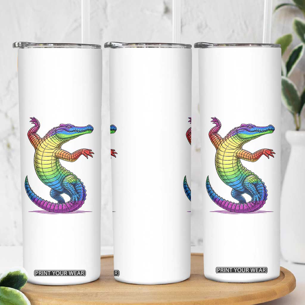Funny Rainbow Gator LGBTQ Pride Support Skinny Tumbler TS12 Print Your Wear