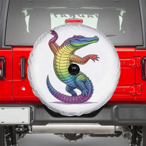 Funny Rainbow Gator LGBTQ Pride Support Spare Tire Cover TS12 White Print Your Wear