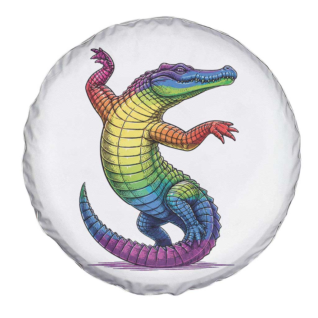 Funny Rainbow Gator LGBTQ Pride Support Spare Tire Cover TS12 Print Your Wear