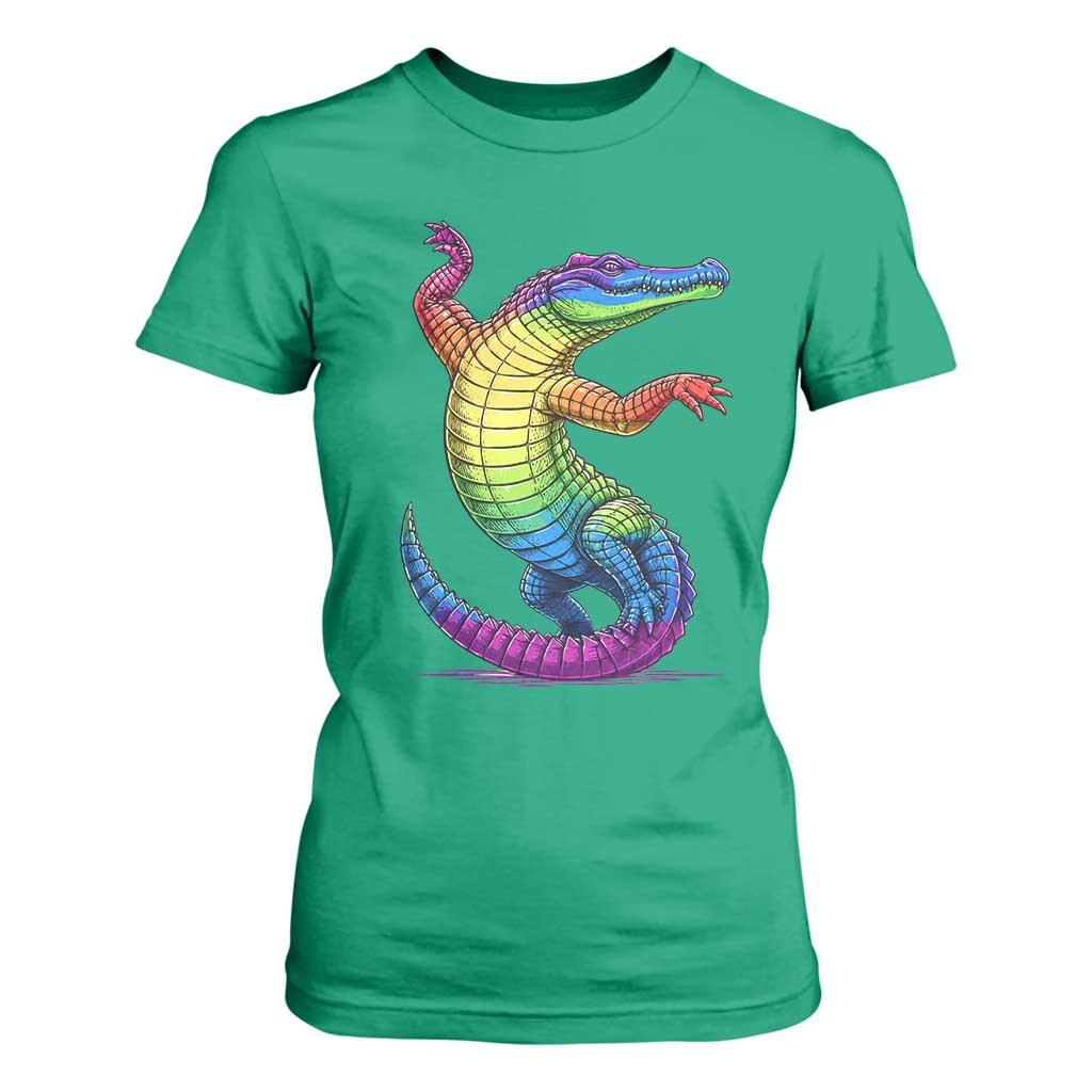 Funny Rainbow Gator LGBTQ Pride Support T Shirt For Women