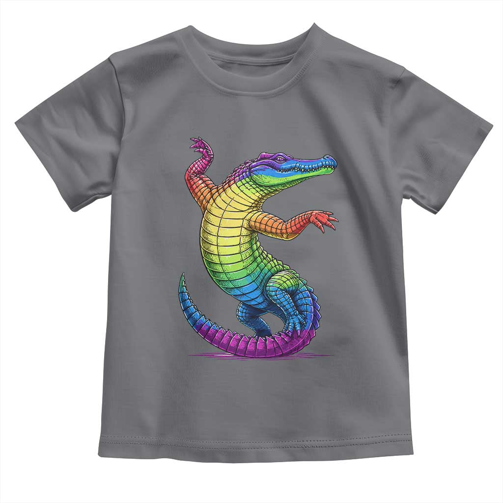 Funny Rainbow Gator LGBTQ Pride Support Toddler T Shirt TS12 Charcoal Print Your Wear