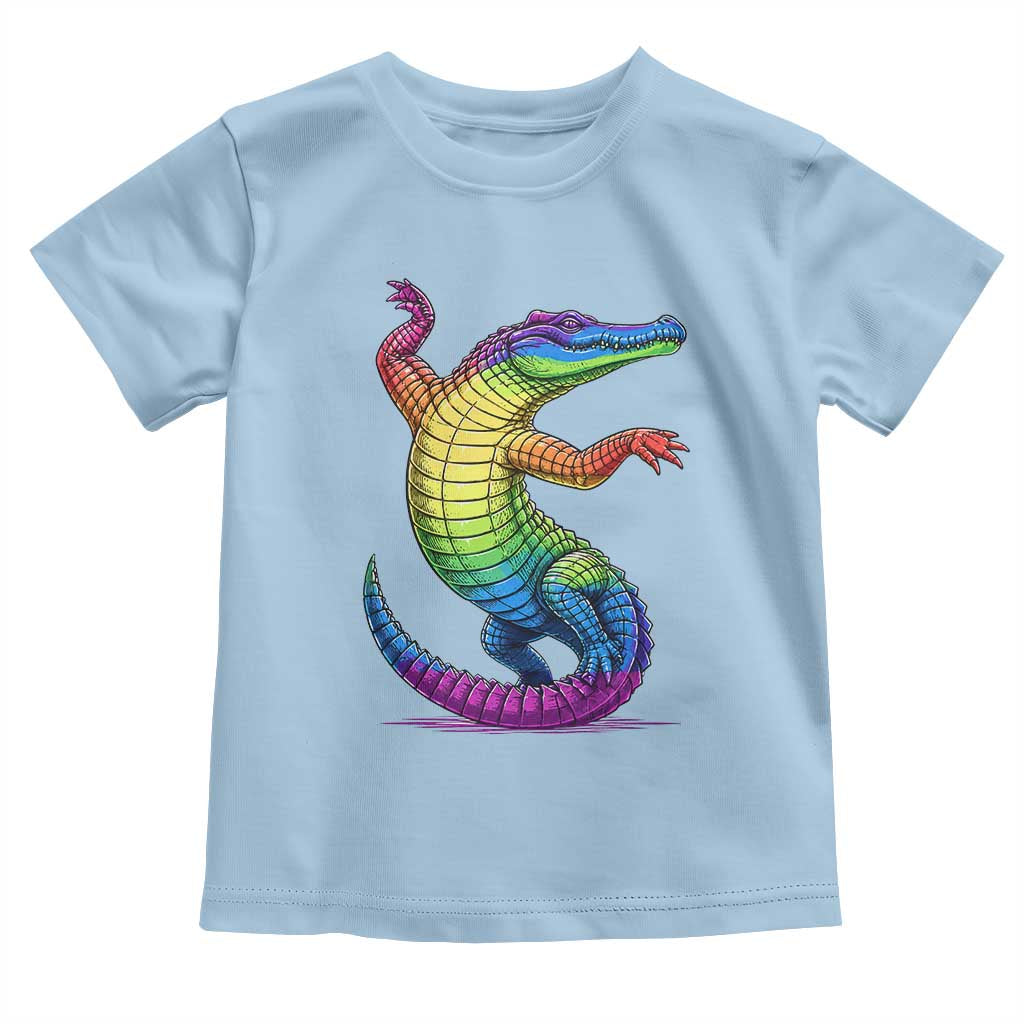 Funny Rainbow Gator LGBTQ Pride Support Toddler T Shirt TS12 Light Blue Print Your Wear
