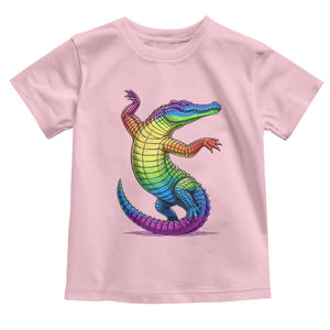 Funny Rainbow Gator LGBTQ Pride Support Toddler T Shirt TS12 Light Pink Print Your Wear