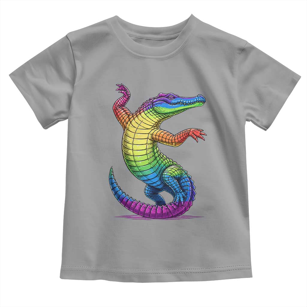 Funny Rainbow Gator LGBTQ Pride Support Toddler T Shirt TS12 Sport Gray Print Your Wear