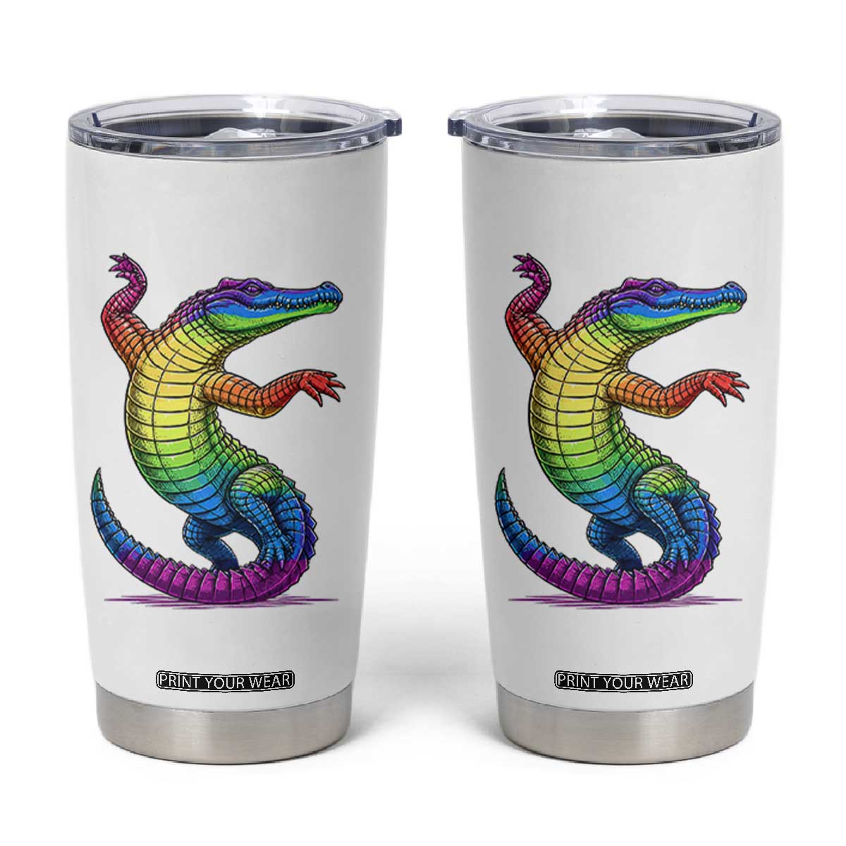 Funny Rainbow Gator LGBTQ Pride Support Tumbler Cup TS12 White Print Your Wear