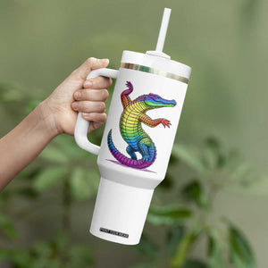 Funny Rainbow Gator LGBTQ Pride Support Tumbler With Handle TS12 Print Your Wear