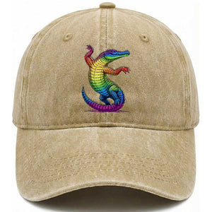 Funny Rainbow Gator LGBTQ Pride Support Washed Cotton Baseball Cap TS12 Print Your Wear