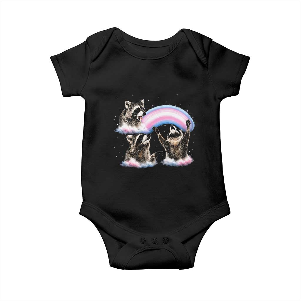 Howling Raccoon LGBTQ Pride Baby Onesie Rainbow Trash Panda Support