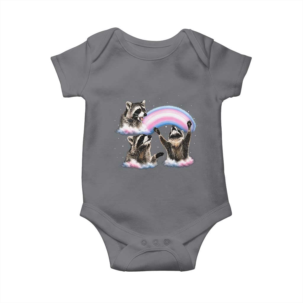 Howling Raccoon LGBTQ Pride Baby Onesie Rainbow Trash Panda Support
