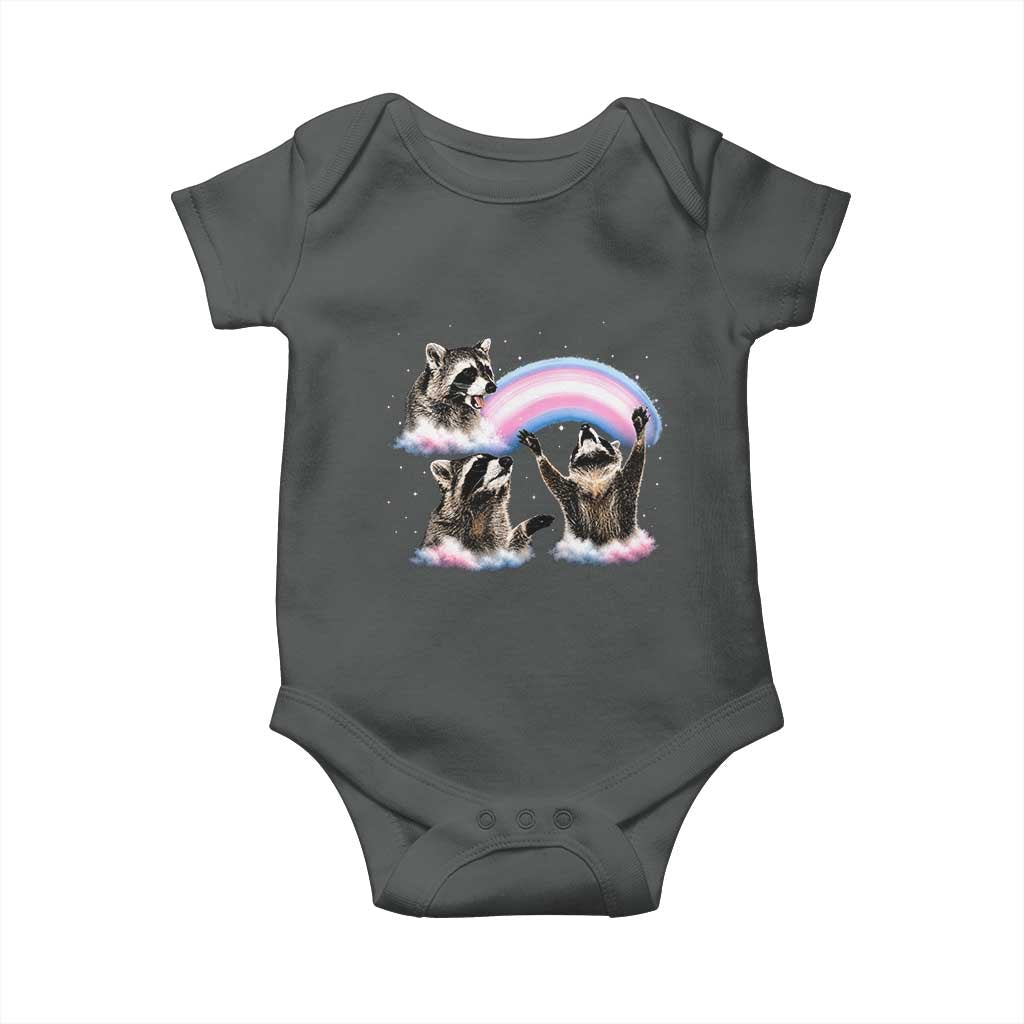Howling Raccoon LGBTQ Pride Baby Onesie Rainbow Trash Panda Support