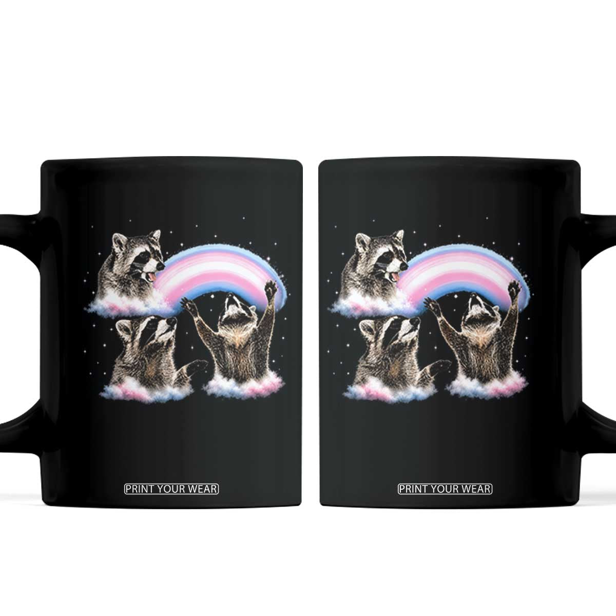 Howling Raccoon LGBTQ Pride Coffee Mug Rainbow Trash Panda Support