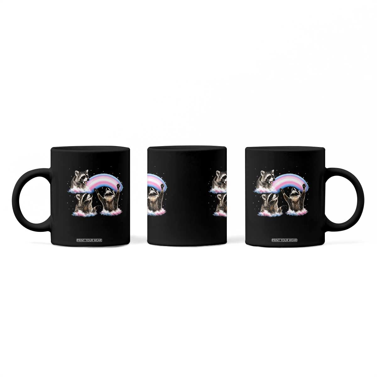 Howling Raccoon LGBTQ Pride Coffee Mug Rainbow Trash Panda Support
