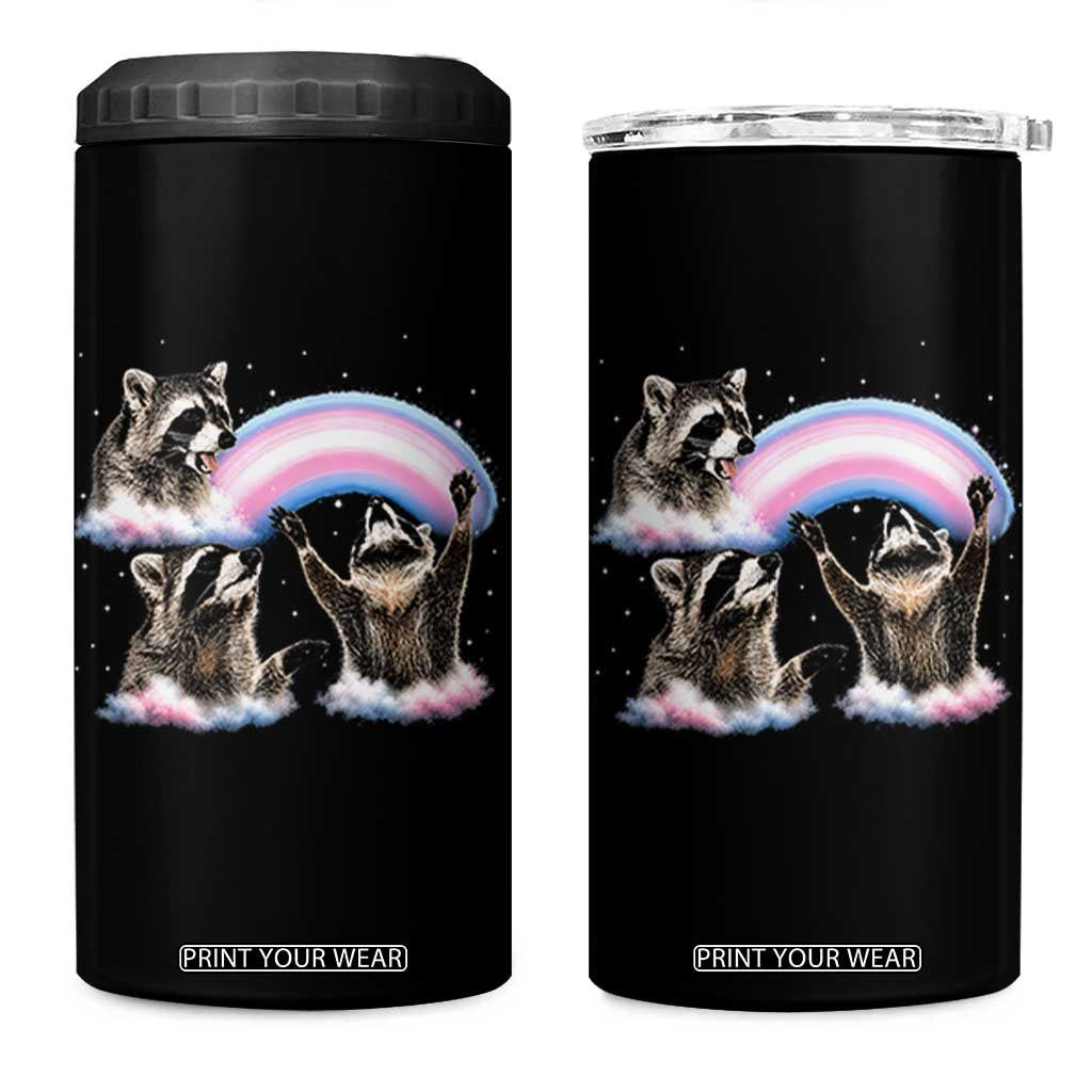 Howling Raccoon LGBTQ Pride 4 in 1 Can Cooler Tumbler Rainbow Trash Panda Support TS12 One Size: 16 oz Black Print Your Wear
