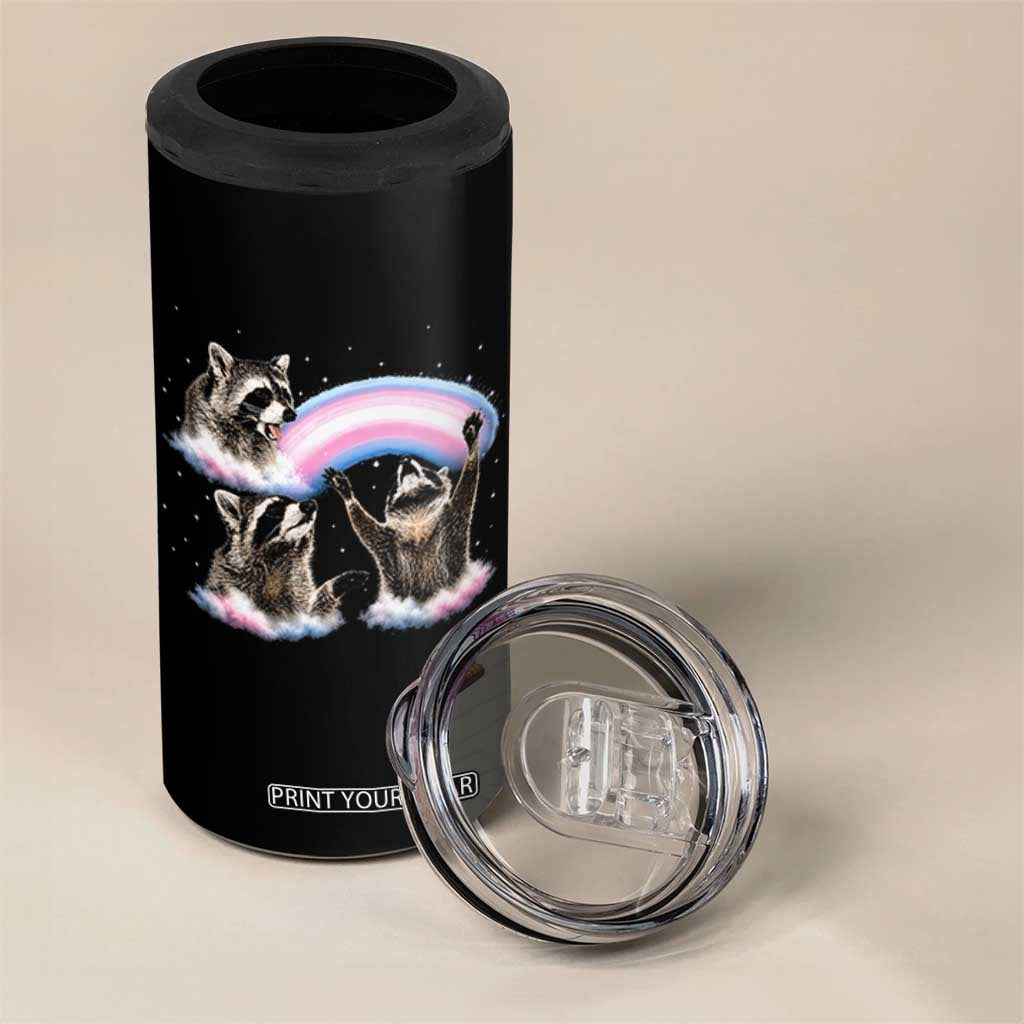 Howling Raccoon LGBTQ Pride 4 in 1 Can Cooler Tumbler Rainbow Trash Panda Support TS12 Print Your Wear