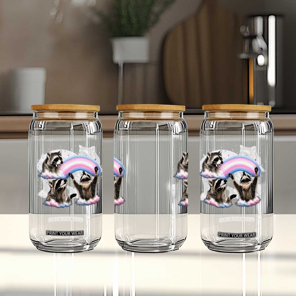 Howling Raccoon LGBTQ Pride Glass Can Rainbow Trash Panda Support TS12 Print Your Wear