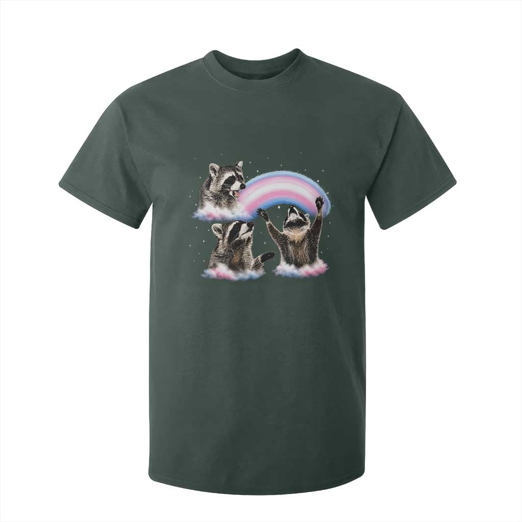 Howling Raccoon LGBTQ Pride T Shirt For Kid Rainbow Trash Panda Support