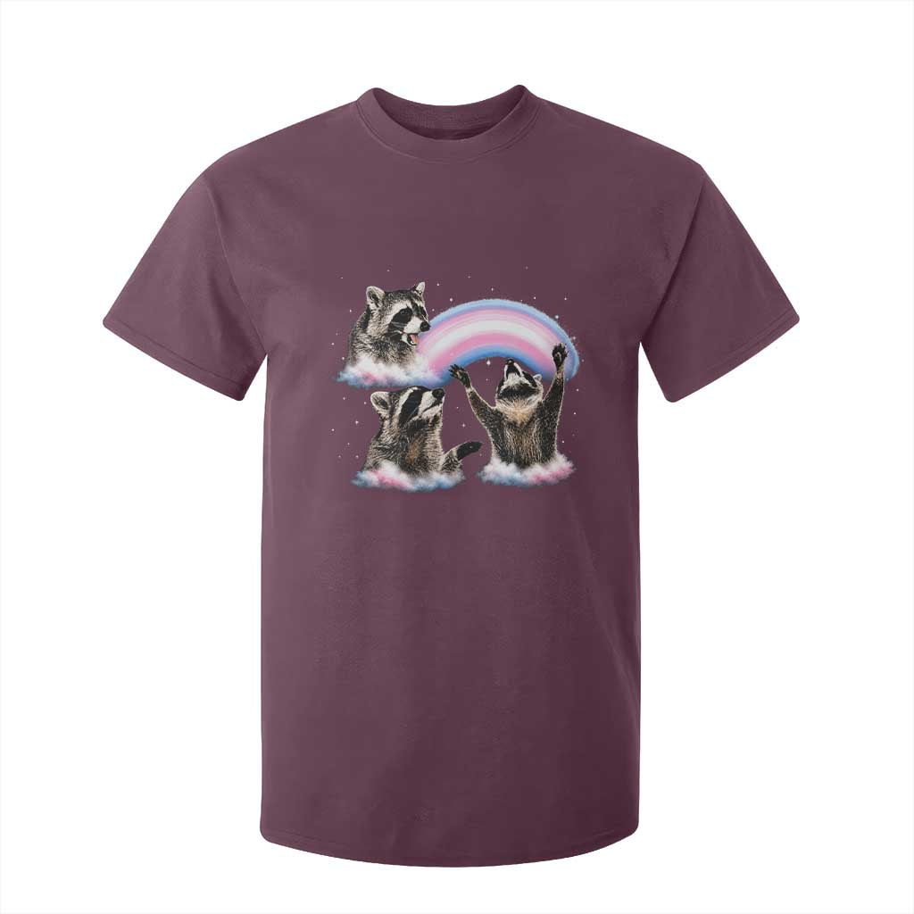 Howling Raccoon LGBTQ Pride T Shirt For Kid Rainbow Trash Panda Support