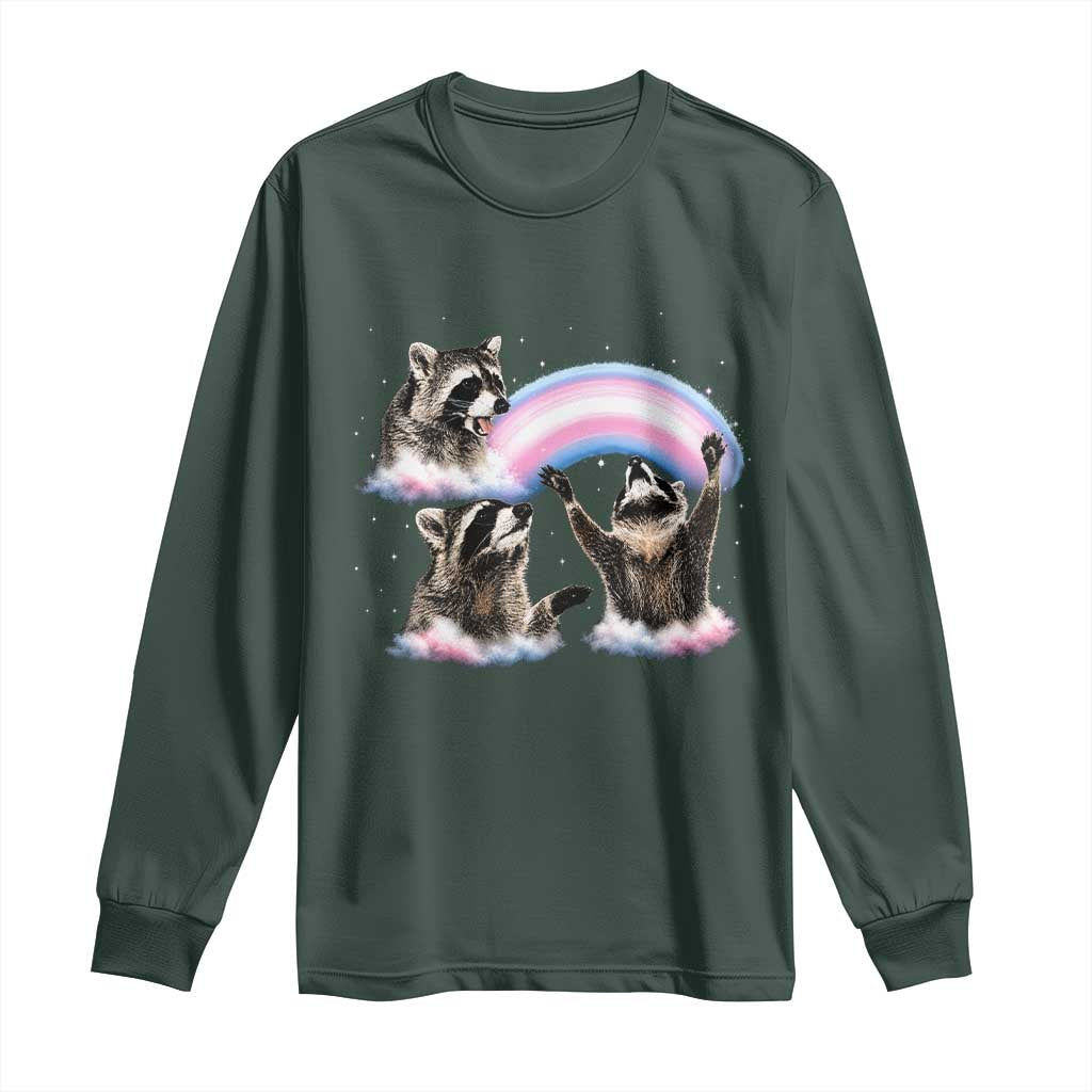 Howling Raccoon LGBTQ Pride Long Sleeve Shirt Rainbow Trash Panda Support