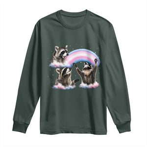 Howling Raccoon LGBTQ Pride Long Sleeve Shirt Rainbow Trash Panda Support