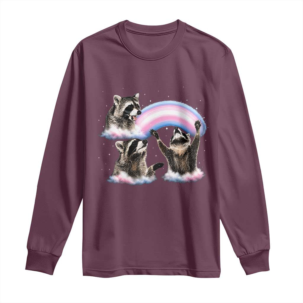 Howling Raccoon LGBTQ Pride Long Sleeve Shirt Rainbow Trash Panda Support