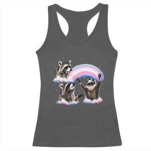 Howling Raccoon LGBTQ Pride Racerback Tank Top Rainbow Trash Panda Support