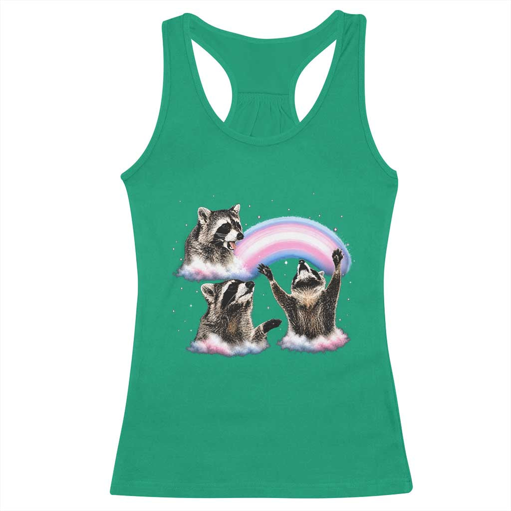 Howling Raccoon LGBTQ Pride Racerback Tank Top Rainbow Trash Panda Support