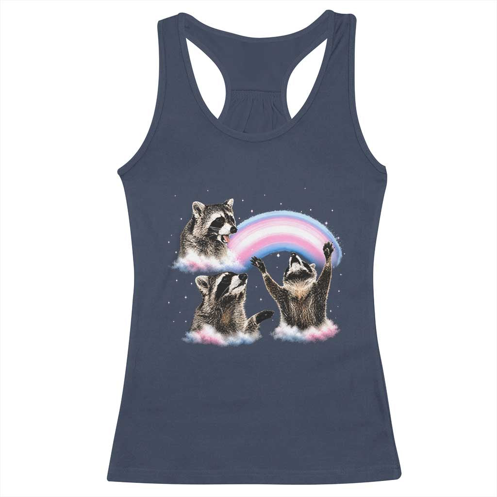 Howling Raccoon LGBTQ Pride Racerback Tank Top Rainbow Trash Panda Support