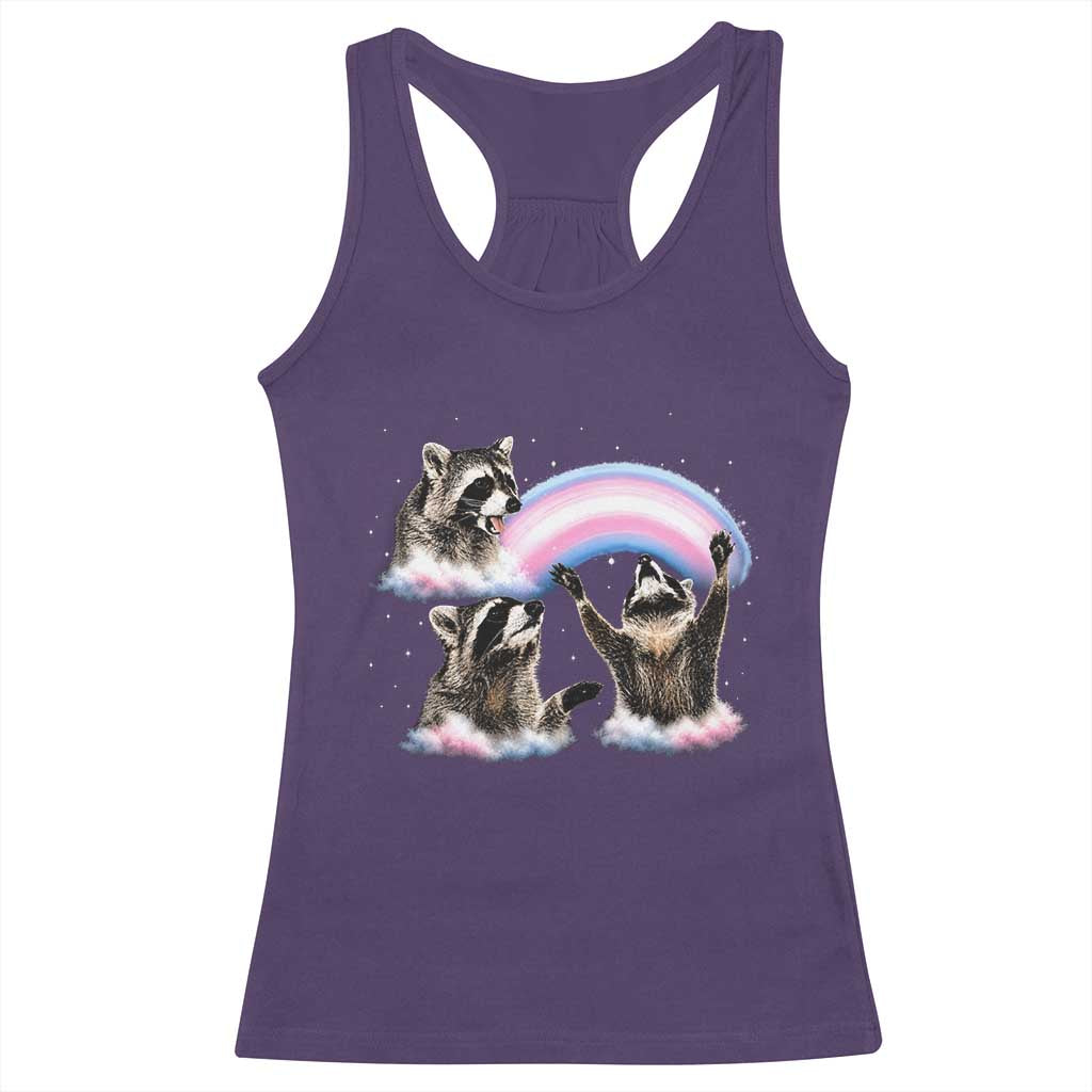 Howling Raccoon LGBTQ Pride Racerback Tank Top Rainbow Trash Panda Support