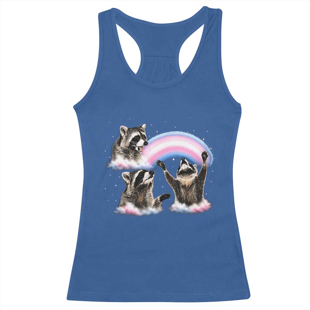Howling Raccoon LGBTQ Pride Racerback Tank Top Rainbow Trash Panda Support